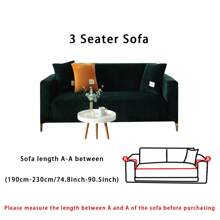 1pc 4-Season Silver Fox Fleece Anti-Slip Sofa Cover, 1-Seater/2-Seater/3-Seater/4-Seater, Minimalist Solid Color Stretch Universal Sofa Slipcover, Cat Scratch Protector (Comes With 1 Pillow Case) - Dark Green - View 12