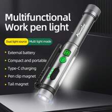 Alonefire High Brightness COB Pen Light Lighting Palm Small Mini Multifunction Flashlight Type-C Usb Rechargeable Portable Night Emergency Light Lady Backpack Pocket Magnet Torch Outdoor Camping Hiking Travel Fishing Home Work Check Repair Penlight Lamp - Multicolor - View 2