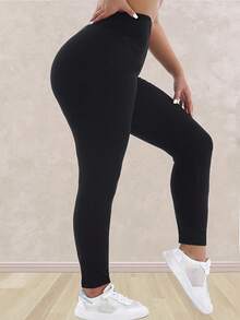 大码女式黑色紧身裤，时尚简约，适合户外活动、骑行、徒步旅行、探险、休闲、运动、跑步、健身、锻炼、瑜伽、四季、秋冬