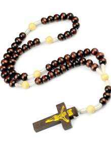 1 件天然木珠编织情侣项链，8 毫米珠子，日常佩戴西式风格