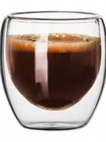 Kit 4 Copos De Vidro Duplo Bebida Quente E Fria 80ml - Transparente - Visão 1