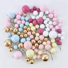 32Pcs Colorful Beads Cake Picks Decoration Pearl Balls Cake Insert Cupcake Topper Wedding Birthday Holiday Party Supplies - Multicolor - View 6