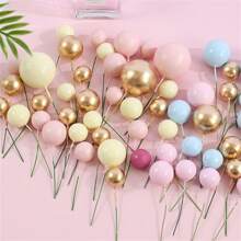 32Pcs Colorful Beads Cake Picks Decoration Pearl Balls Cake Insert Cupcake Topper Wedding Birthday Holiday Party Supplies - Multicolor - View 10