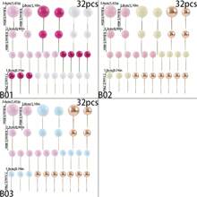 32Pcs Colorful Beads Cake Picks Decoration Pearl Balls Cake Insert Cupcake Topper Wedding Birthday Holiday Party Supplies - Multicolor - View 3