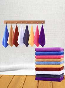 1pc 30*30cm Square Multicolor Solid Small Handkerchief, Polyester Fiber, Simple Design, Soft & Absorbent, Suitable For Kitchen, Cleaning, Face Towel, Bathroom, Hotel, Gym, Travel, Salon, Unisex Adult, All Seasons