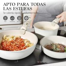 GiPP Juego de sartenes GiPP con mango extraíble, juego de sartenes de inducción con revestimiento antiadherente de 20/26 cm, seguro, sin PFOS/PFOA, fácil de limpiar, juegos de sartenes aptos para todo tipo de cocinas
