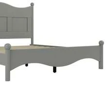 Queen Size Elegant Design Wood Platform Bed Frame,Retro Style Platform Bed With Wooden Slat Support,White, Gray - Gray + Wood - View 9