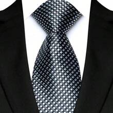 GOADAFOO Cravatta di lusso da 8cm per uomo, colori grigio, nero e bianco, a pois e righe floreali, cravatta jacquard tessuta a mano adatta per uomo, sposo, affari, matrimoni e feste