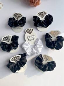 9个装婚礼伴娘求婚礼物水钻纸板多色缎面发圈，发绳礼物，发圈 - 彩色 - 查看 9