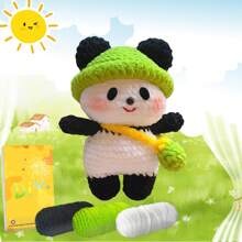 DIY Green Frog Hat Panda Crochet Kit For Beginners, Amigurumi Stuffed Animals - Gift Animal Crochet Starter Kit All-In-One Complete Crochet Kit Learn To Crochet Sets With Instructions And Step By Step Video Tutorials - White - View 2