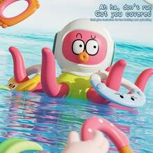 Juguete Pulpo Flotante Para Bañera  Y Piscina Con Anillos Juego De Lanzamiento - Rosa - Ver 7