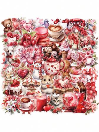 50/100pcs Valentine's Day Stickers, Graffiti Decorative Stickers, Waterproof Vinyl Stickers, Water Bottles, Car Cups, Computer Guitars, Skateboards, Suitcases, Bicycles, Mmotorcycles, Snowboard Scrapbooks, Aesthetic Sticker Packs, For Teen Boys And Girls