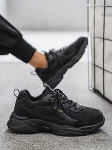 Giày đi bộ đường dài họa tiết chữ nhẹ thoải mái cho nam, giày thể thao thời trang thường ngày cá tính cho nam - màu đen - Xem 7