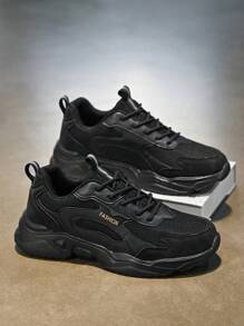 Giày đi bộ đường dài họa tiết chữ nhẹ thoải mái cho nam, giày thể thao thời trang thường ngày cá tính cho nam - màu đen - Xem 5