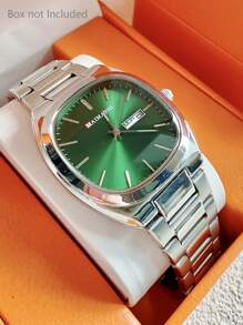 1 pièce Montre-bracelet étanche en acier inoxydable pour homme, cadran blanc/vert/noir, mouvement à quartz, style décontracté et d'affaires, grand cadran de haute qualité, convient pour les réunions, le travail, les cadeaux