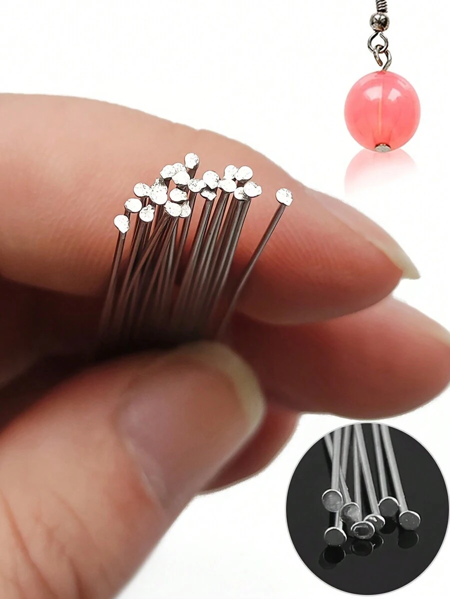 500 件/100 件 20-70 毫米不锈钢平头针 T 形针/9 字形针 - 不褪色、可弯曲、DIY 珠宝制作配件，适用于手工手链、项链、耳环工艺 - 彩色 - 查看 1