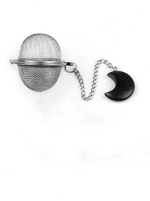 1 pieza Infusor de té con forma de luna de piedra natural y acero inoxidable con piedra de energía de cristal, gancho de cadena de malla fina, colador de té para hojas sueltas, especias, condimentos, regalo para amantes del té, decoración de luna de cristal