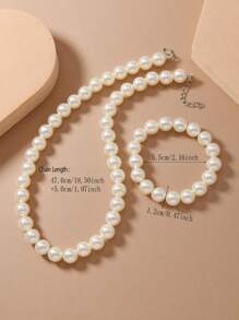 Bộ trang sức ngọc trai giả thời trang & thanh lịch 2 món: Vòng cổ và vòng tay - Màu be - Xem 5