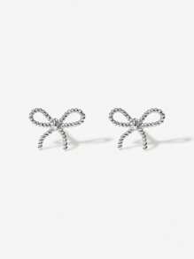 Hoa tai đinh tán nơ bạc Sterling 925 trang sức thời trang ngọt ngào cho Giáng sinh dành cho phụ nữ ngày lễ tình nhân - Bông tai nơ - Xem 9