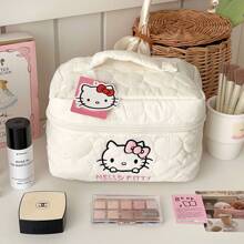 Sanrio 1pc Sanrio Hello Kitty Makeup Bag, Large Capacity Cosmetics Storage Pouch, Handbag, Desktop Organizer - Women's Day Gift,For Holiday Beach, Bathroom Collection, Bedroom Collection, Large Capacity