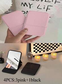 Portable Makeup Mirror, PU Leather Small Mirror, Foldable, Travel Mirror, Suitable For Gifts, Travel Essentials, Makeup Essentials, Portable Handheld Makeup Mirror For On-The-Go Travelling, Also Suitable For Home Use Birthday - Multicolor - View 37