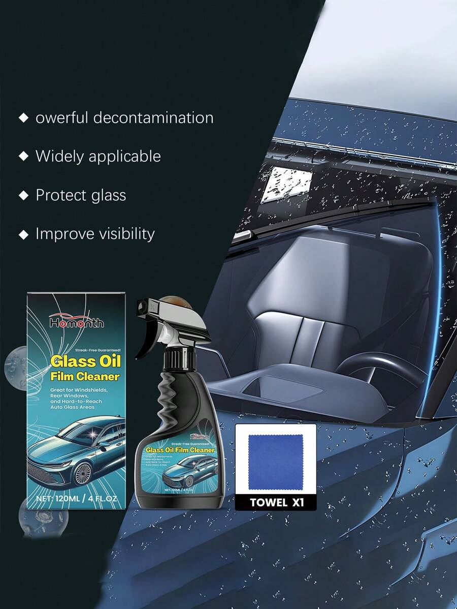 Ensemble De 9 Pièces Pour Nettoyage Intérieur De Pare-brise De Voiture, Outil Rétractable Pour Nettoyage Du Pare-brise, 6 Tampons En Microfibre, Bouteilles De Pulvérisation, Brosse Pour