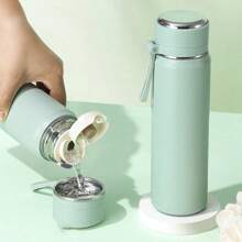 1pc 500ml/16.9oz Bullet-Shaped Insulated Tumbler With Strap, Stainless Steel Travel Mug With Rope Handle, High Aesthetic For Men, Women, Students & Couples, Outdoor Use Water Bottle Back To School Back To School - Multicolor - View 1