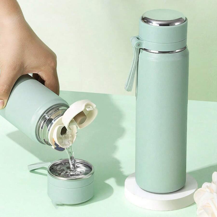 1pc 500ml/16.9oz Bullet-Shaped Insulated Tumbler With Strap, Stainless Steel Travel Mug With Rope Handle, High Aesthetic For Men, Women, Students & Couples, Outdoor Use Water Bottle Back To School Back To School - Multicolor - View 1