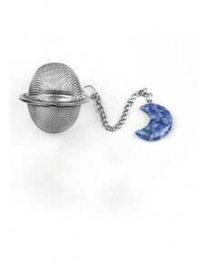 1pc 304 Stainless Steel Tea Infuser With Crystal Stone, Extended Chain Hook, Tea Ball Strainer, For Loose Leaf Tea, Spices, Condiments, Gift For Tea Lovers, Crystal Moon Decor Craft Back To School