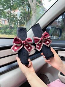 Creative Bowknot Seat Belt Shoulder Pads, Car Safety Belt Cover Protector, Car Interior Accessories
