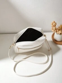 时尚简约菱形图案多口袋绗缝蝴蝶单肩包，适合通勤、购物、旅行、休闲、运动、迷你斜挎包、零钱包、学院风背包、商务休闲礼物、最佳朋友礼物 - 白色 - 查看 6