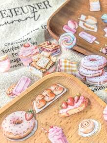 1 Box Of 100pcs Vintage Cute Food Stickers: Bread, Donuts, Strawberry Cakes - Multicolor - View 7