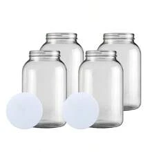 Conjunto de 4 tarros de boca ancha de cristal de un galón con tapa - 1 - Ver 1