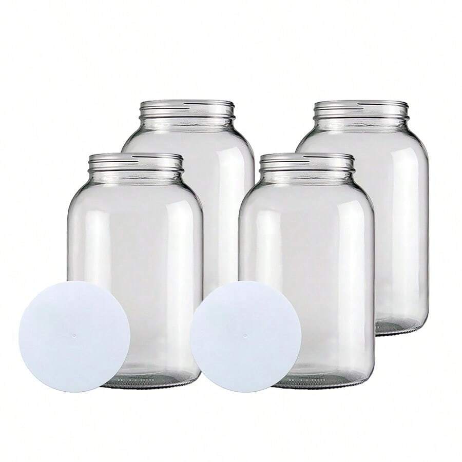 Conjunto de 4 tarros de boca ancha de cristal de un galón con tapa - 1 - Ver 1