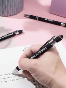 Customized Inspirational Metal Atomic Pen Set With Touch Pen - Smooth Writing, Medium-Sized Pen Tip, Retractable - Perfect For Office, School, Diary And Art Projects, Ideal As A Christmas Gift For Friends Back To School,Multi-Functional,Ornamental,Reusable,Modern,Colorful,Cute,Vintage,Cartoon,Kawaii,Funny,Workers,Clients,Students,Children,For Business/Work/Office,For School