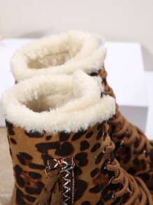 New Women Winter Thermal Lined Mid-Calf Warm Boots, Versatile Fashion Lace-Up Anti-Slip Thick Sole Boots