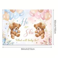 Fondo con oso para revelar el sexo del bebé, niño o niña, rosa o azul, globo floral bohemio, no podemos esperar talla grande, decoración de fondo para fotografía prenatal, accesorios de estudio y cabina fotográfica