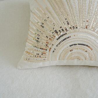 1 件，阳光亮片串珠刺绣靠垫套、无芯枕套，适合多种房间风格的家居装饰品
