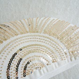 1 件，阳光亮片串珠刺绣靠垫套、无芯枕套，适合多种房间风格的家居装饰品