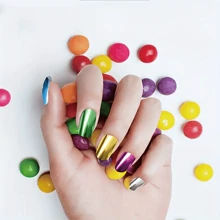 12pcs Y2K Mirror Powder - Shiny Nail Art Effect With Sparkling Metallic Luster And Holographic Iridescent - Contains Powder, Suitable For Nail Art Design, Multiple Colors Available - 彩色 - 查看 5
