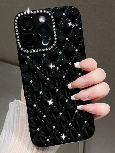1pc Rhinestone TPU Phone Case Compatible With IPhone 7/8/SE2/7plus/8plus/X/XS/XR/XS Max/11/11 Pro/11 Pro Max/12/12 Pro/12 Pro Max/13/13 Pro/13 Pro Max/14/14 Pro/14 Plus/14 Pro Max/15/15 Pro/15 Plus/15 Pro Max, Protective Case Waterproof Shockproof Anti-Fall Scratch Resistant