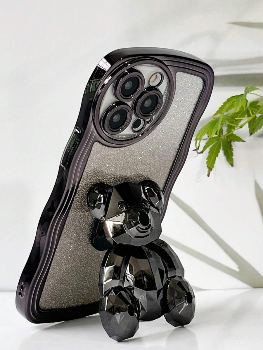 Set Casing Ponsel Anti Benturan Motif Beruang Kecil Tahan Guncangan + Set Casing Ponsel Lengkap + Karton Mengkilap, Kompatibel dengan iPhone 11/12/13/14/15 Pro Max, S22/23/24+, Kompatibel dengan OPPO, Kompatibel dengan VIVO, Kompatibel dengan Redmi 13C+, Kompatibel dengan Moto G, Kompatibel dengan Redmi Note 13C/12/11 PRO, Tahan Air, Tahan Guncangan, Tahan Gores, Hadiah Musim Semi - Hitam - View 1