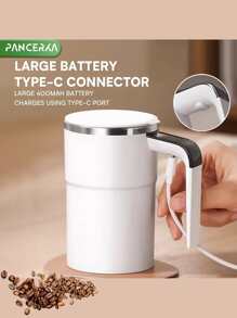 White Electric Coffee Mug With Temperature Sensing, Magnetic Auto-Stirring, Portable Electric Coffee/Milkshake Shaker Cup For Protein Powder, Available In Black And Pink