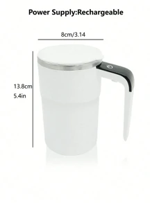 White Electric Coffee Mug With Temperature Sensing, Magnetic Auto-Stirring, Portable Electric Coffee/Milkshake Shaker Cup For Protein Powder, Available In Black And Pink