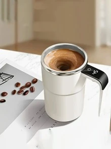 White Electric Coffee Mug With Temperature Sensing, Magnetic Auto-Stirring, Portable Electric Coffee/Milkshake Shaker Cup For Protein Powder, Available In Black And Pink