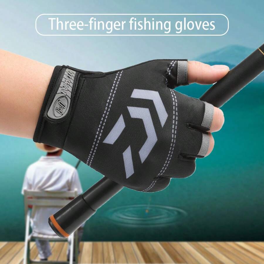 1 Pair Outdoor Sports Half Finger Gloves, Fishing Sunscreen Warm Breathable Anti-Slip Delivery Cycling Gloves - Multicolor - View 1