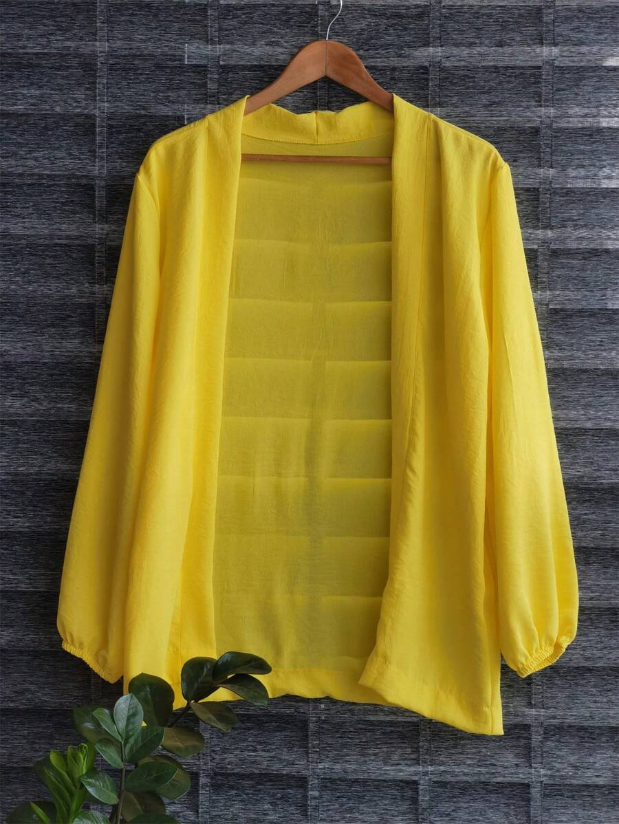 Women's Kimono Blouse Cardigan Kimono Dune Beach Cover-Up New Year Red And Yellow - 黃色 - 查看 1
