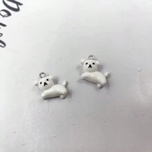 10pcs Cute Cartoon Dog Resin Pendant Animal Decor, Suitable For DIY
