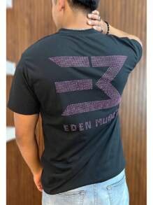 Playera con aplican de pedrería Eden Muñoz - Negro - Ver 2