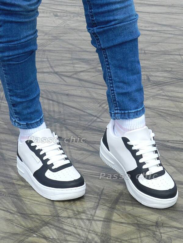 Tênis Sapato Feminino Casual Branco Retro Academia Confortavel Dia a Dia Sola Reta Plataforma Original Canedan